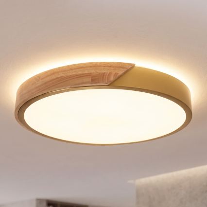 BRILAGI - LED Deckenleuchte PILANA LED/24W/230V Eiche/Gold Ø 30 cm