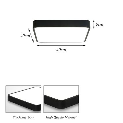 Brilagi - LED Deckenleuchte POOL LED/36W/230V 3000/4500/6000K 40x40 cm schwarz