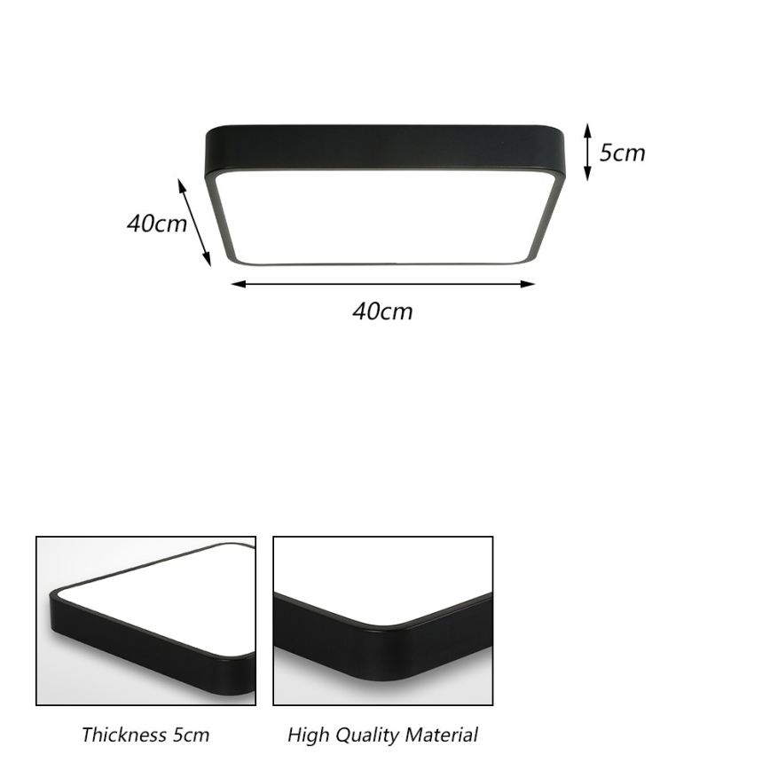 Brilagi - LED Deckenleuchte POOL LED/36W/230V 3000/4500/6000K 40x40 cm schwarz