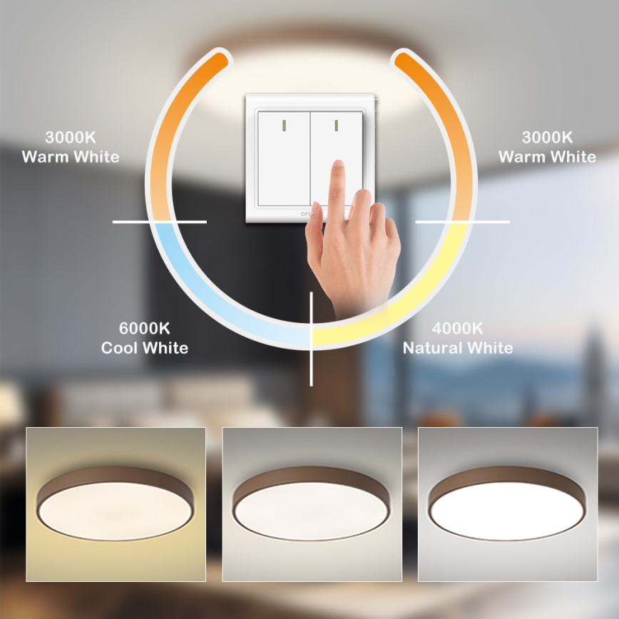 Brilagi - LED-Deckenleuchte POOL LED/100W/230V 3000/4000/6000K Ø 80 cm braun