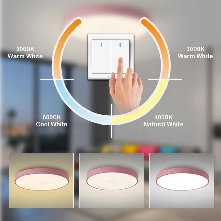 Brilagi - LED-Deckenleuchte POOL LED/100W/230V 3000/4000/6000K Ø 80 cm rosa