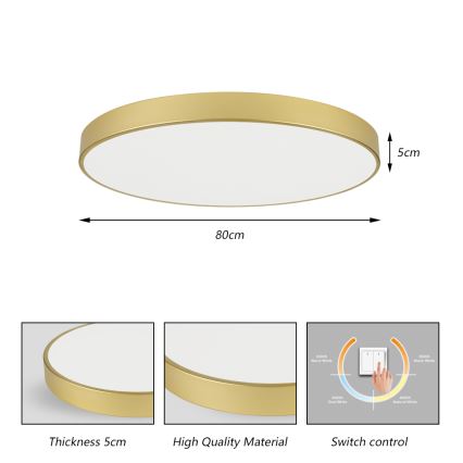 Brilagi - LED-Deckenleuchte POOL LED/100W/230V 3000/4000/6000K Ø 80 cm goldfarben