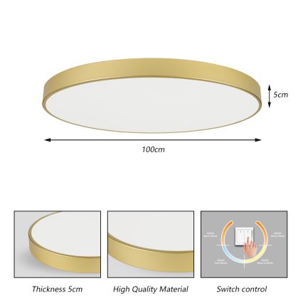 Brilagi - LED-Deckenleuchte POOL LED/128W/230V 3000/4000/6000K Ø 100 cm goldfarben