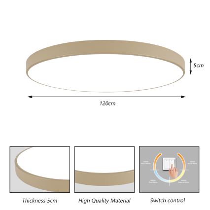 Brilagi - LED-Deckenleuchte POOL LED/180W/230V 3000/4500/6000K Ø 120 cm beige