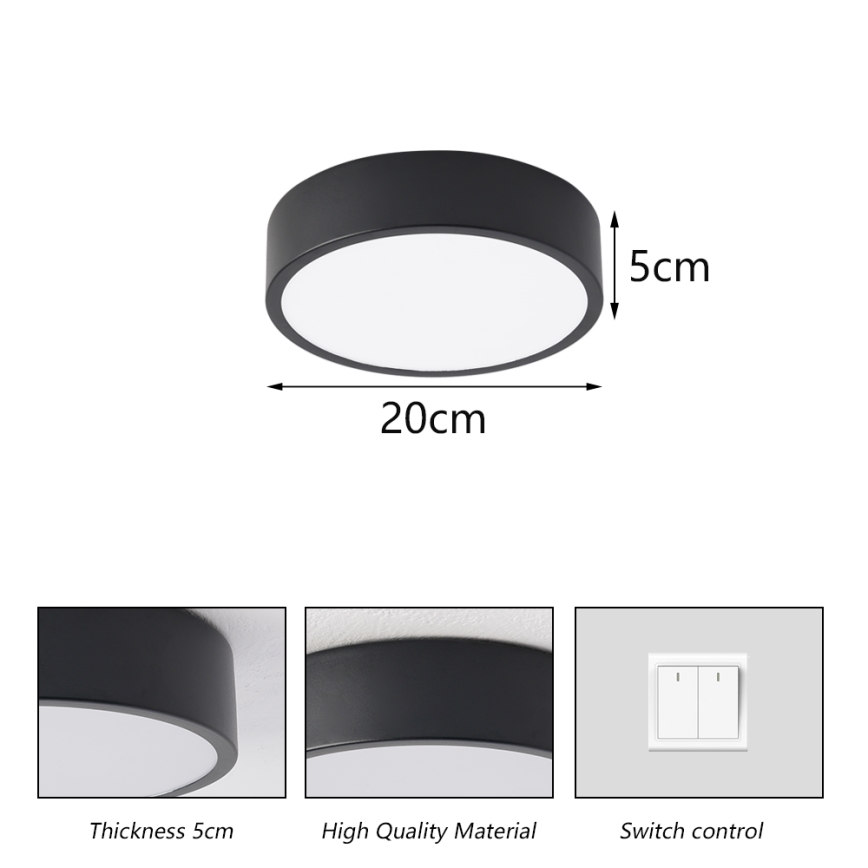 Brilagi - LED-Deckenleuchte POOL LED/18W/230V 3000/4000/6000K Ø 20 cm schwarz