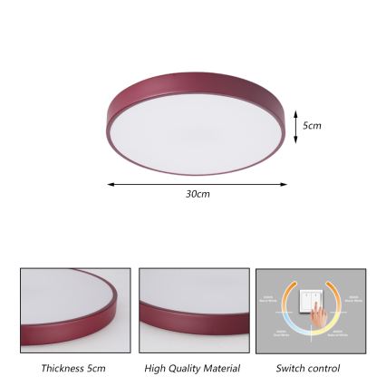 Brilagi - LED-Deckenleuchte POOL LED/36W/230V 3000/4000/6000K Ø 30 cm Burgunderrot