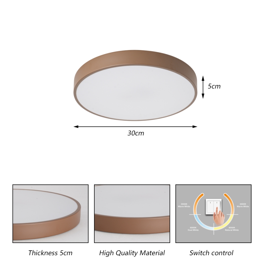 Brilagi - LED-Deckenleuchte POOL LED/36W/230V 3000/4000/6000K Ø 30 cm braun