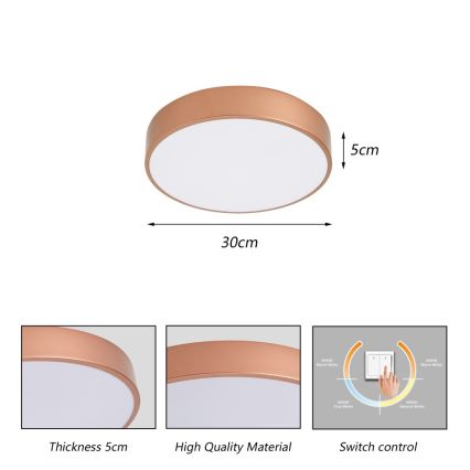 Brilagi - LED-Deckenleuchte POOL LED/36W/230V 3000/4000/6000K Durchmesser 30 cm bronzefarben