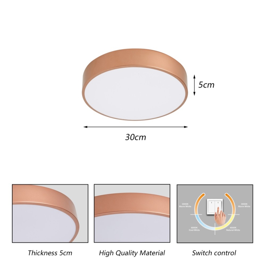 Brilagi - LED-Deckenleuchte POOL LED/36W/230V 3000/4000/6000K Durchmesser 30 cm bronzefarben