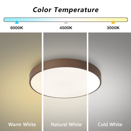 Brilagi - LED-Deckenleuchte POOL LED/48W/230V 3000/4000/6000K Ø 40 cm braun