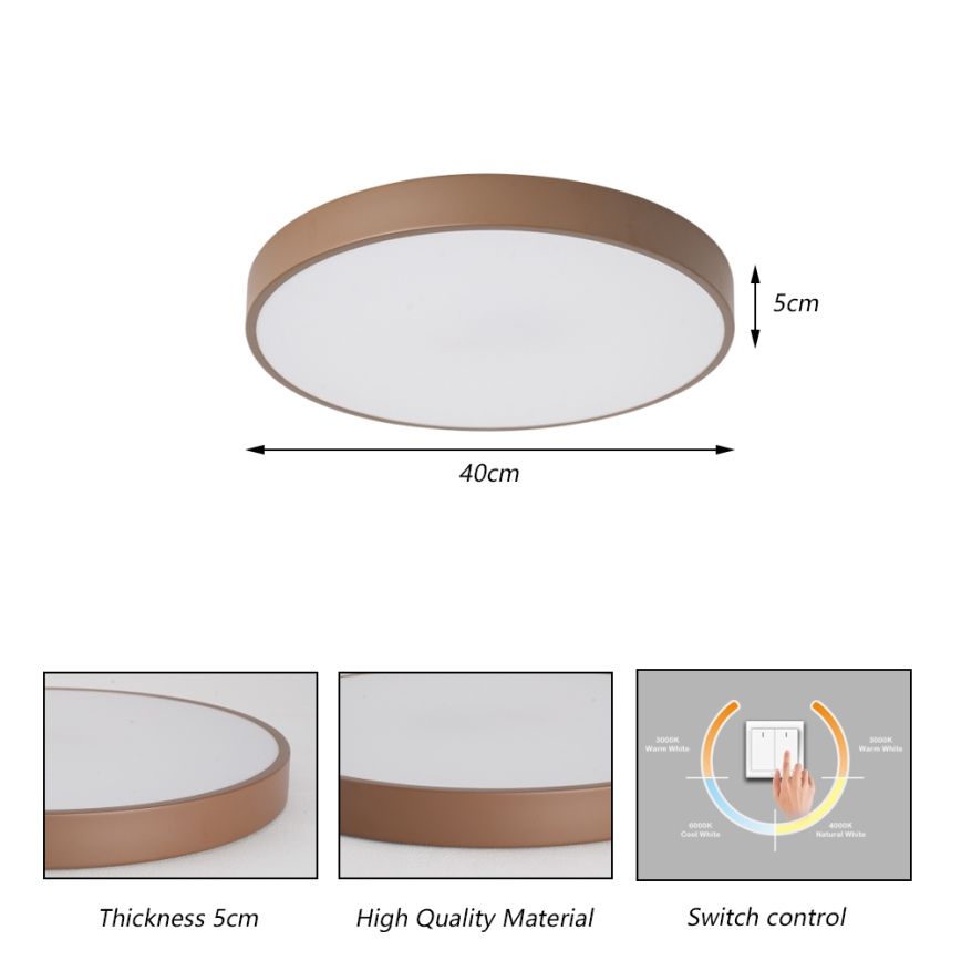Brilagi - LED-Deckenleuchte POOL LED/48W/230V 3000/4000/6000K Ø 40 cm braun