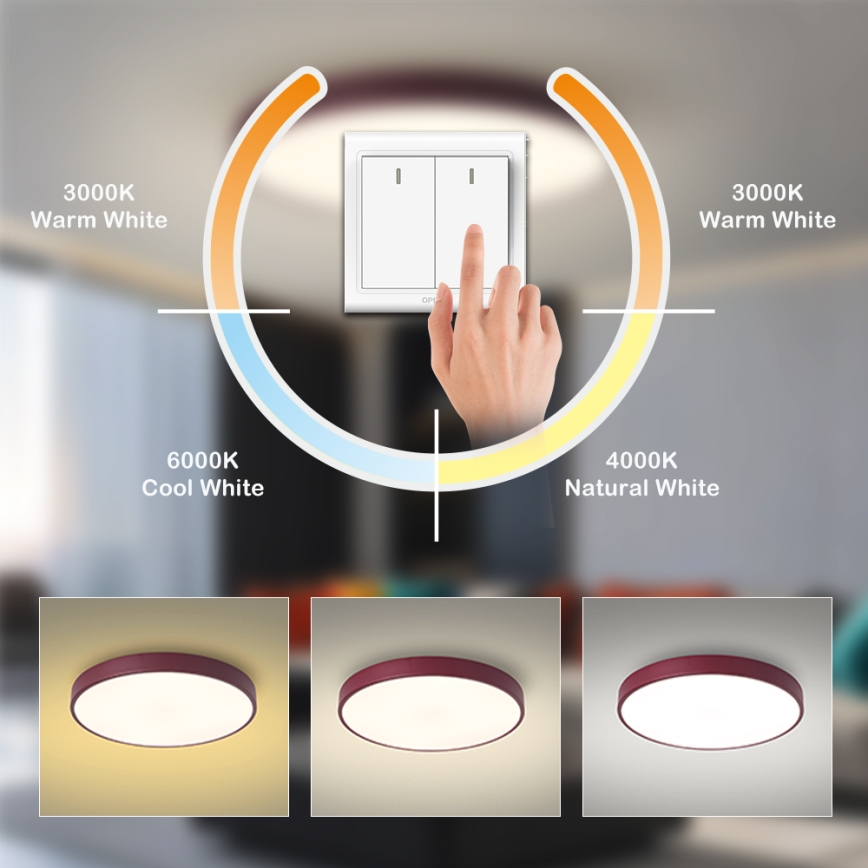 Brilagi - LED-Deckenleuchte POOL LED/48W/230V 3000/4000/6000K Ø 40 cm burgunderrot