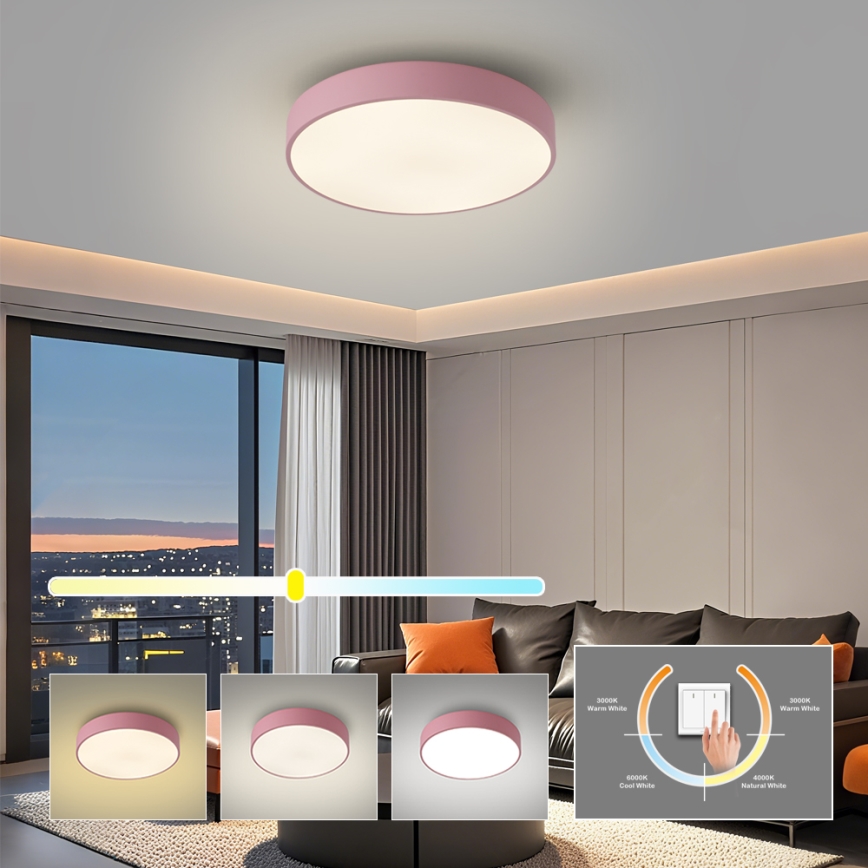 Brilagi - LED-Deckenleuchte POOL LED/48W/230V 3000/4000/6000K Ø 40 cm rosa