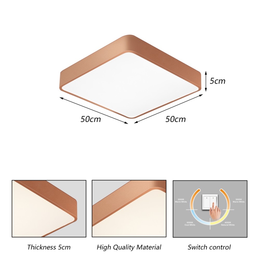 Brilagi - LED-Deckenleuchte POOL LED/48W/230V 3000/4000/6000K 50x50 cm bronzefarben