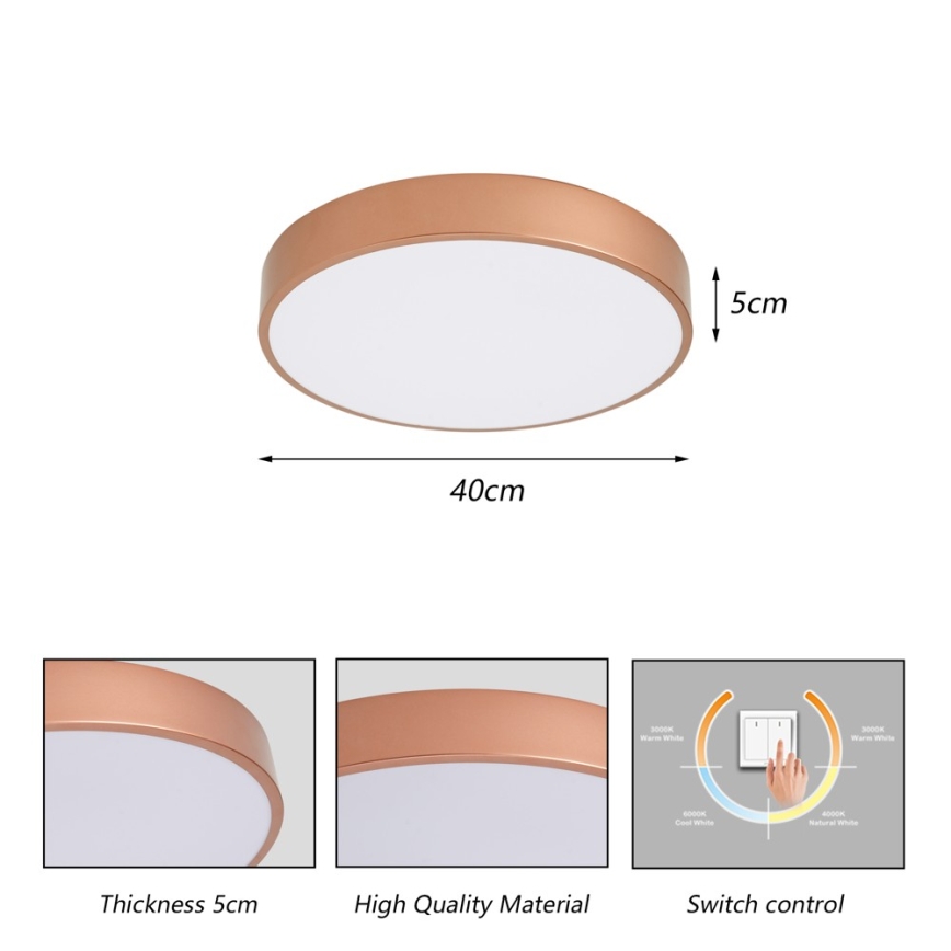 Brilagi - LED-Deckenleuchte POOL LED/48W/230V 3000/4000/6000K Ø 40 cm bronzefarben