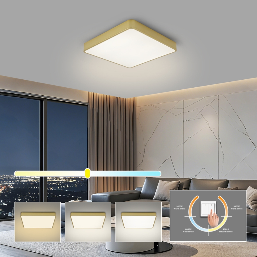 Brilagi - LED Deckenleuchte POOL LED/48W/230V 3000/4500/6000K 50x50 cm goldfarben