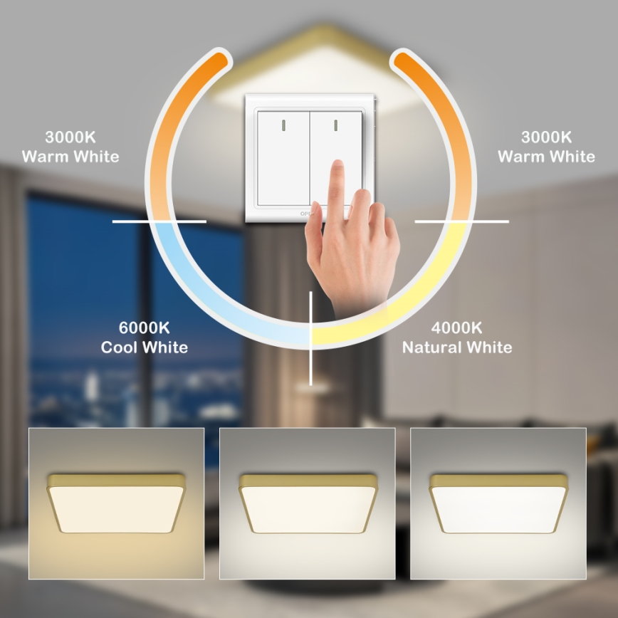 Brilagi - LED Deckenleuchte POOL LED/48W/230V 3000/4500/6000K 50x50 cm goldfarben