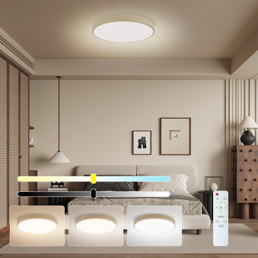 Brilagi - Dimmbare Deckenleuchte POOL LED/48W/230V 3000-6000K Ø 40 cm beige + Fernbedienung