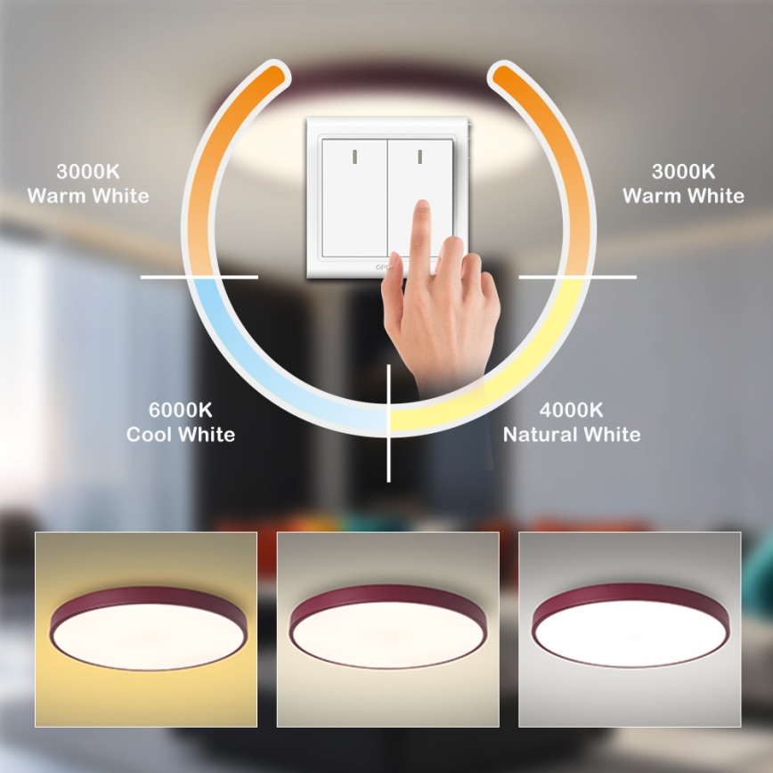 Brilagi - LED-Deckenleuchte POOL LED/60W/230V 3000/4000/6000K Ø 60 cm burgunderrot