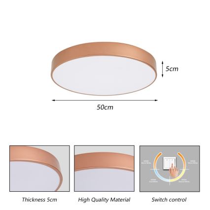Brilagi - LED-Deckenleuchte POOL LED/60W/230V 3000/4000/6000K Ø 50 cm bronze