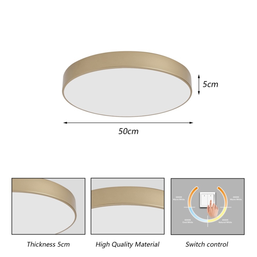 Brilagi - LED-Deckenleuchte POOL LED/60W/230V 3000/4000/6000K Ø 50 cm goldfarben
