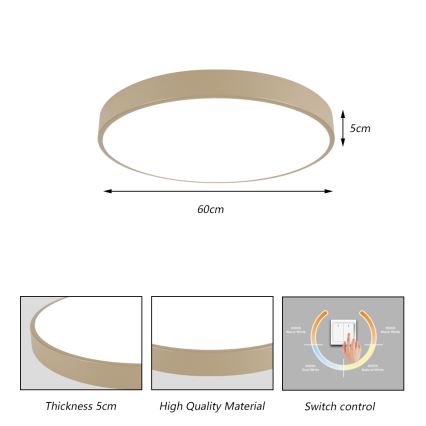 Brilagi - LED-Deckenleuchte POOL LED/60 W/230 V 3000/4500/6000 K Ø 60 cm beige