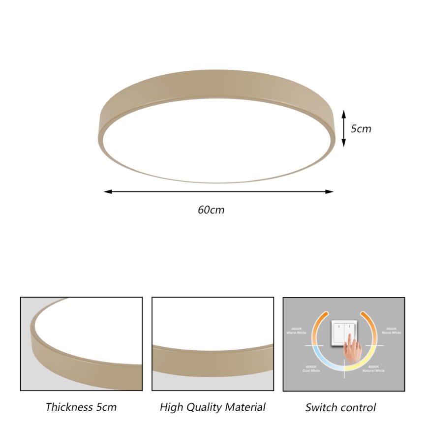 Brilagi - LED-Deckenleuchte POOL LED/60 W/230 V 3000/4500/6000 K Ø 60 cm beige