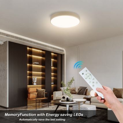 Brilagi - Dimmbare LED-Deckenleuchte POOL SMART LED/48W/230V 3000-6000K Durchmesser 40 cm Wi-Fi Tuya Beige + Fernbedienung