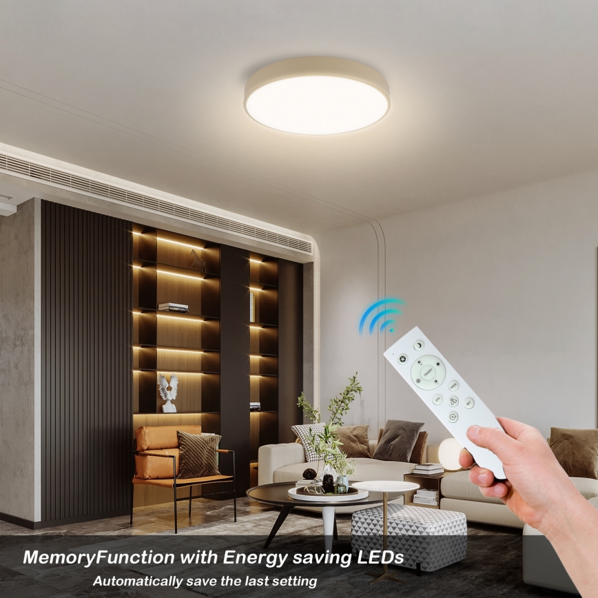 Brilagi - Dimmbare LED-Deckenleuchte POOL SMART LED/48W/230V 3000-6000K Durchmesser 40 cm Wi-Fi Tuya Beige + Fernbedienung