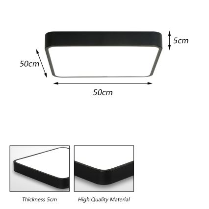 Brilagi - LED Deckenleuchte POOL SQUARE LED/48W/230V 3000/4500/6000K 50x50 cm schwarz