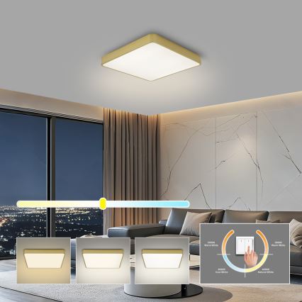 Brilagi - LED Deckenleuchte POOL SQUARE LED/36W/230V 3000/4000/6000K 40x40 cm goldfarben