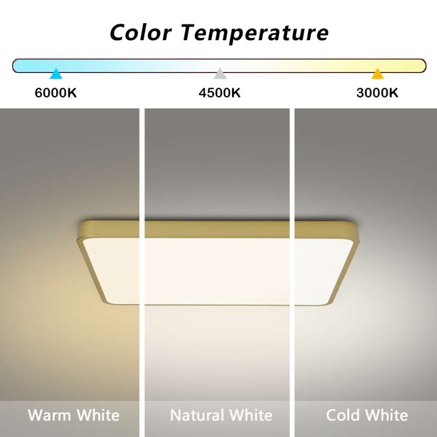 Brilagi - LED Deckenleuchte POOL SQUARE LED/36W/230V 3000/4000/6000K 40x40 cm goldfarben