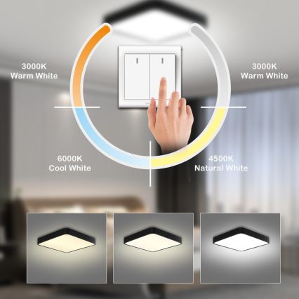 Brilagi - LED Deckenleuchte POOL SQUARE LED/36W/230V 3000/4500/6000K 40x40 cm schwarz