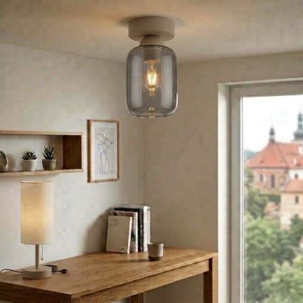 BRILAGI - LED-Deckenleuchte RETRO GLASS 1xE27/60W/230V Ø 14 cm beige/rauchgrau