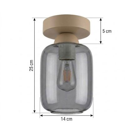 BRILAGI - LED-Deckenleuchte RETRO GLASS 1xE27/60W/230V Ø 14 cm beige/rauchgrau