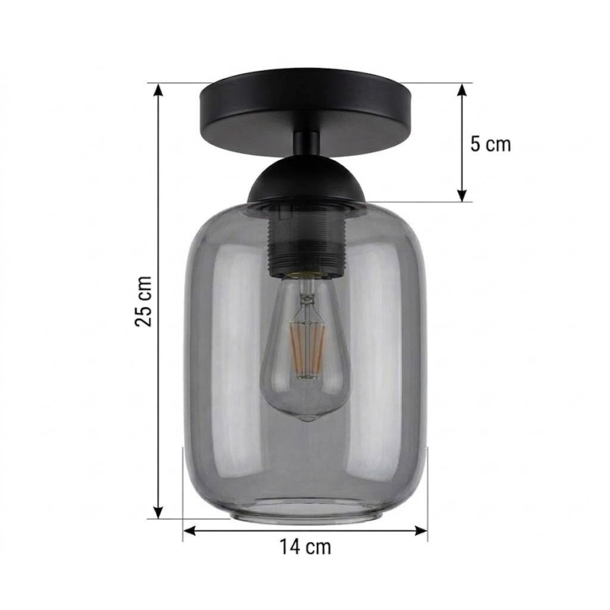 BRILAGI - LED-Deckenleuchte RETRO GLASS 1xE27/60W/230V Ø 14 cm schwarz/rauchgrau