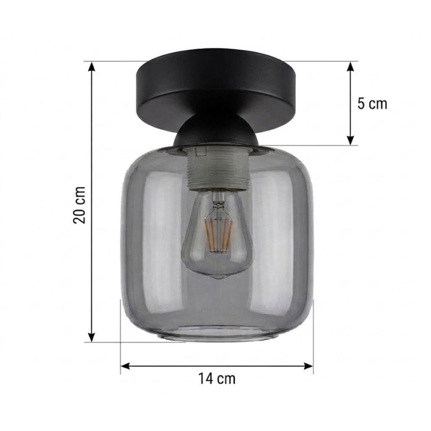 BRILAGI - LED-Deckenleuchte RETRO GLASS 1xE27/60W/230V Ø 14 cm schwarz/rauchgrau