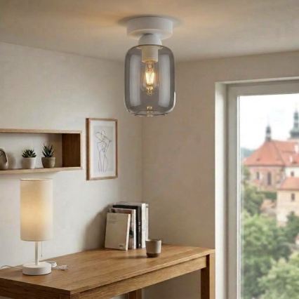 BRILAGI - LED-Deckenleuchte RETRO GLASS 1xE27/60W/230V Ø 14 cm weiß/rauchgrau