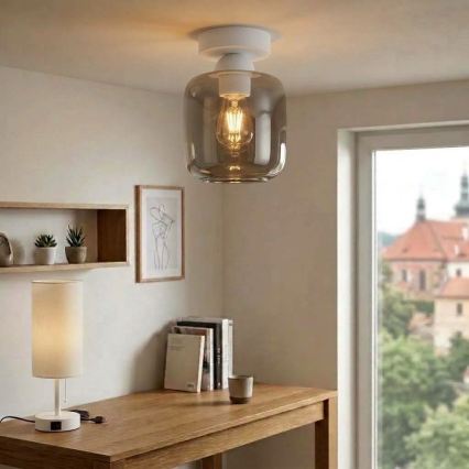 BRILAGI - LED-Deckenleuchte RETRO GLASS 1xE27/60W/230V Ø 14 cm weiß/rauchgrau
