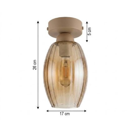 BRILAGI - LED Deckenleuchte RETRO GLASS 1xE27/60W/230V Ø 17 cm beige/rauchbeige