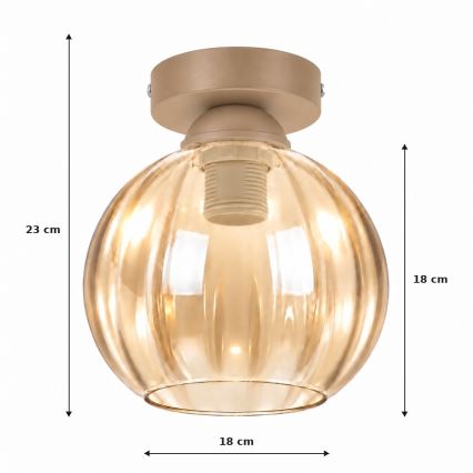 BRILAGI - LED-Deckenleuchte RETRO GLASS 1xE27/60W/230V Ø 18 cm beige/rauchbeige beige