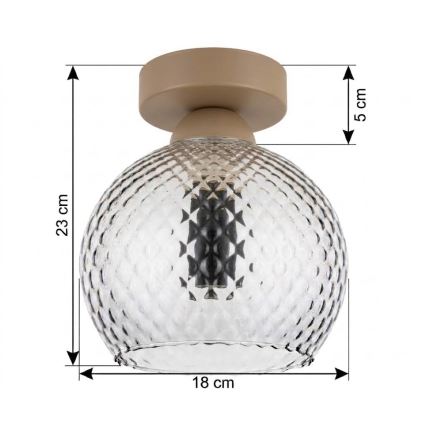 BRILAGI - LED Deckenleuchte RETRO GLASS 1xE27/60W/230V Ø 18 cm beige/rauchgrau