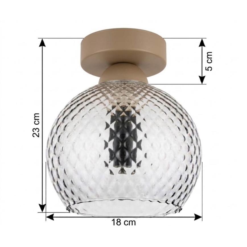 BRILAGI - LED Deckenleuchte RETRO GLASS 1xE27/60W/230V Ø 18 cm beige/rauchgrau