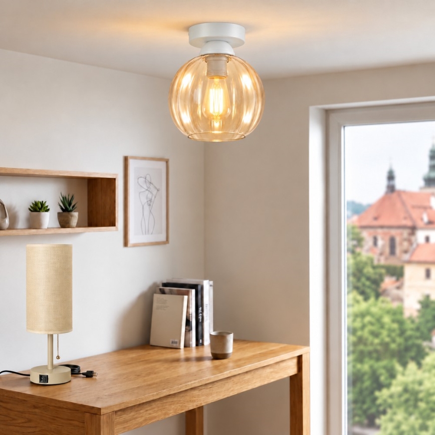 BRILAGI - LED Deckenleuchte RETRO GLASS 1xE27/60W/230V Ø 18 cm weiß/rauchbeige