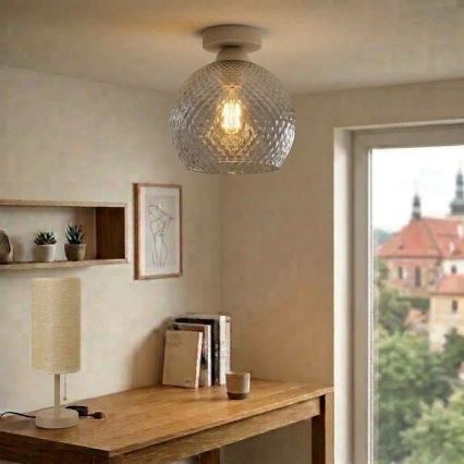 BRILAGI - LED Deckenleuchte RETRO GLASS 1xE27/60W/230V Ø 25 cm beige/rauchgrau