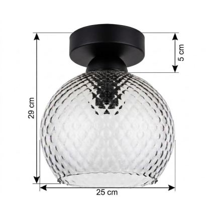 BRILAGI - LED-Deckenleuchte RETRO GLASS 1xE27/60W/230V Ø 25 cm schwarz/rauchgrau