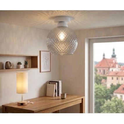 BRILAGI - LED-Deckenleuchte RETRO GLASS 1xE27/60W/230V Ø 25 cm weiß/rauchgrau