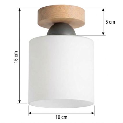 BRILAGI - LED-Deckenleuchte RETRO GLASS 1xE27/60W/230V Ø 10 cm Eiche/weiß