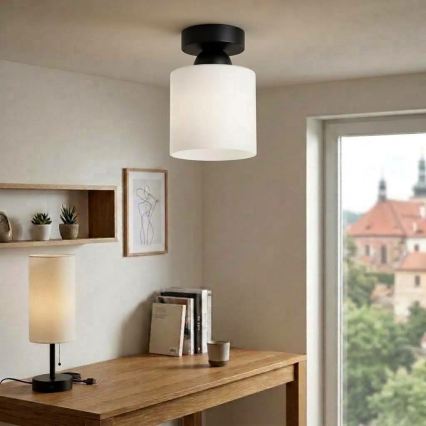 BRILAGI - LED-Deckenleuchte RETRO GLASS 1xE27/60W/230V Ø 10 cm schwarz/weiß