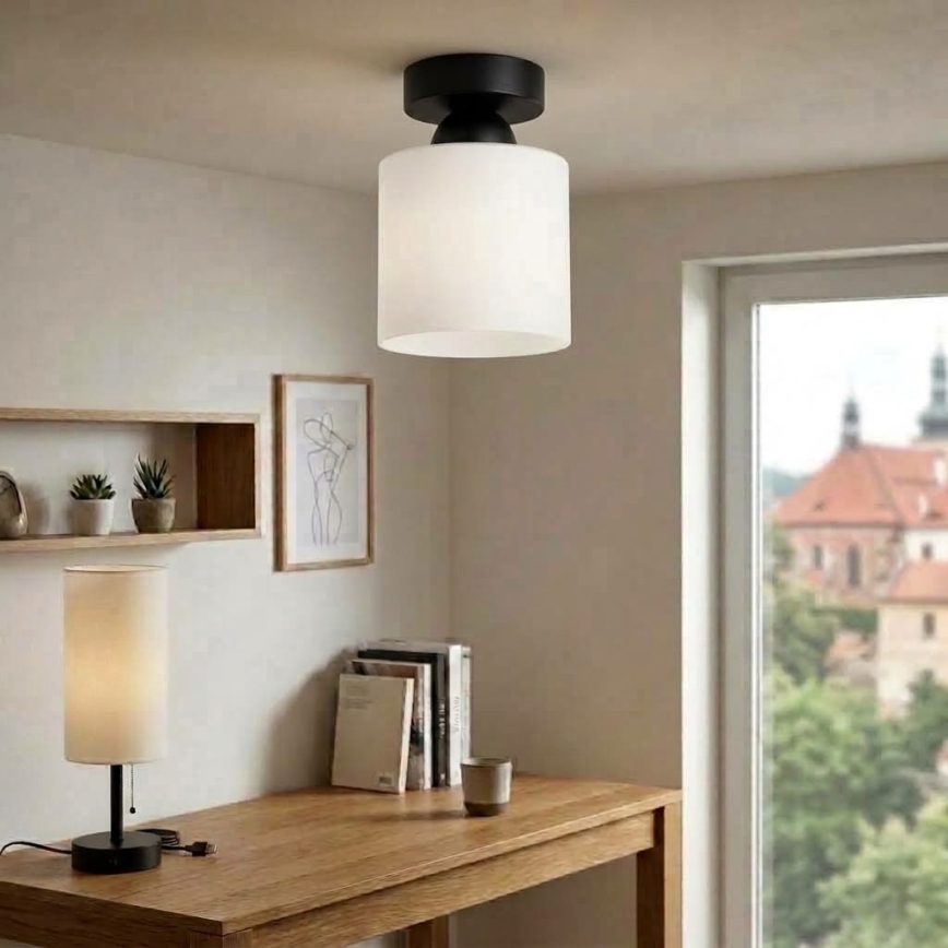 BRILAGI - LED-Deckenleuchte RETRO GLASS 1xE27/60W/230V Ø 10 cm schwarz/weiß